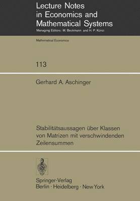 Stabilittsaussagen ber Klassen von Matrizen mit verschwindenden Zeilensummen 1