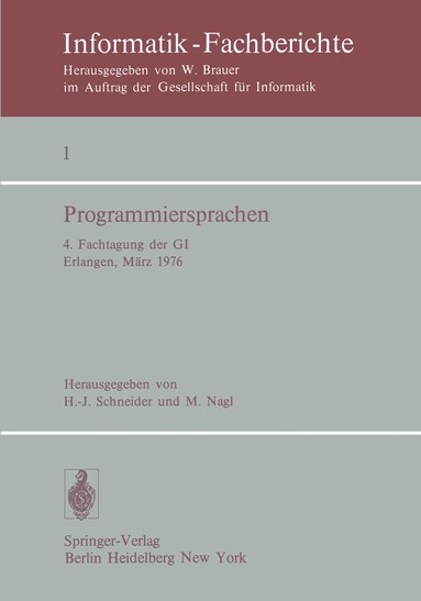 H.J. Schneider, M. Nagl - Programmiersprachen, Häftad