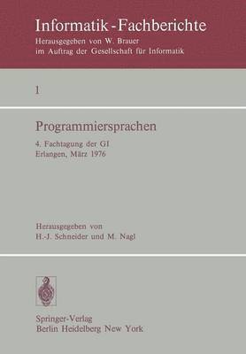 H.J. Schneider, M. Nagl, H. J. Schneider - Programmiersprachen, Häftad