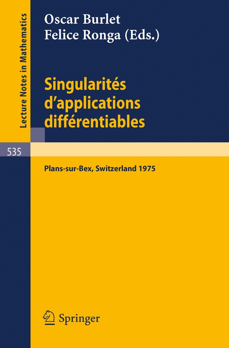 O. Burlet, F. Ronga - Singularites d'Applications Differentiables, Häftad