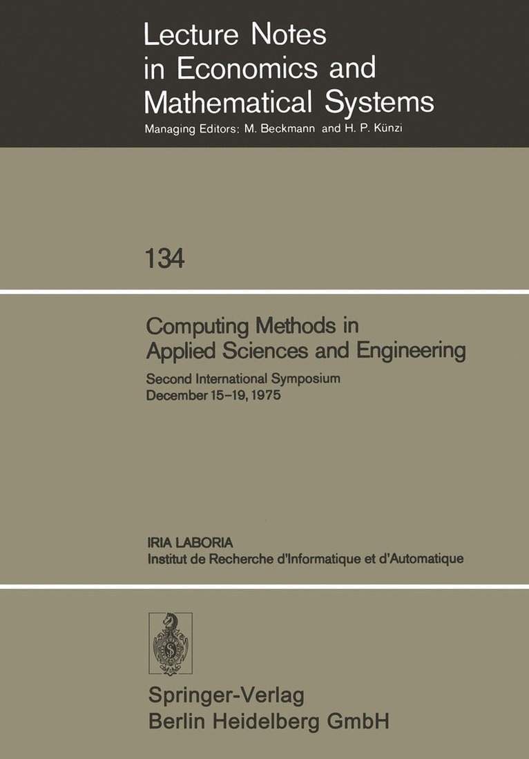 R. Glowinski, J. L. Lions - Computing Methods in Applied Sciences and Engineering, Häftad