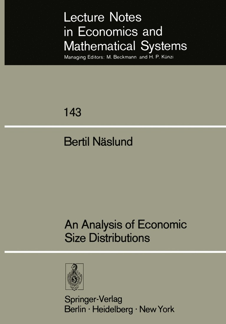 B. Näslund - Analysis of Economic Size Distributions, Häftad
