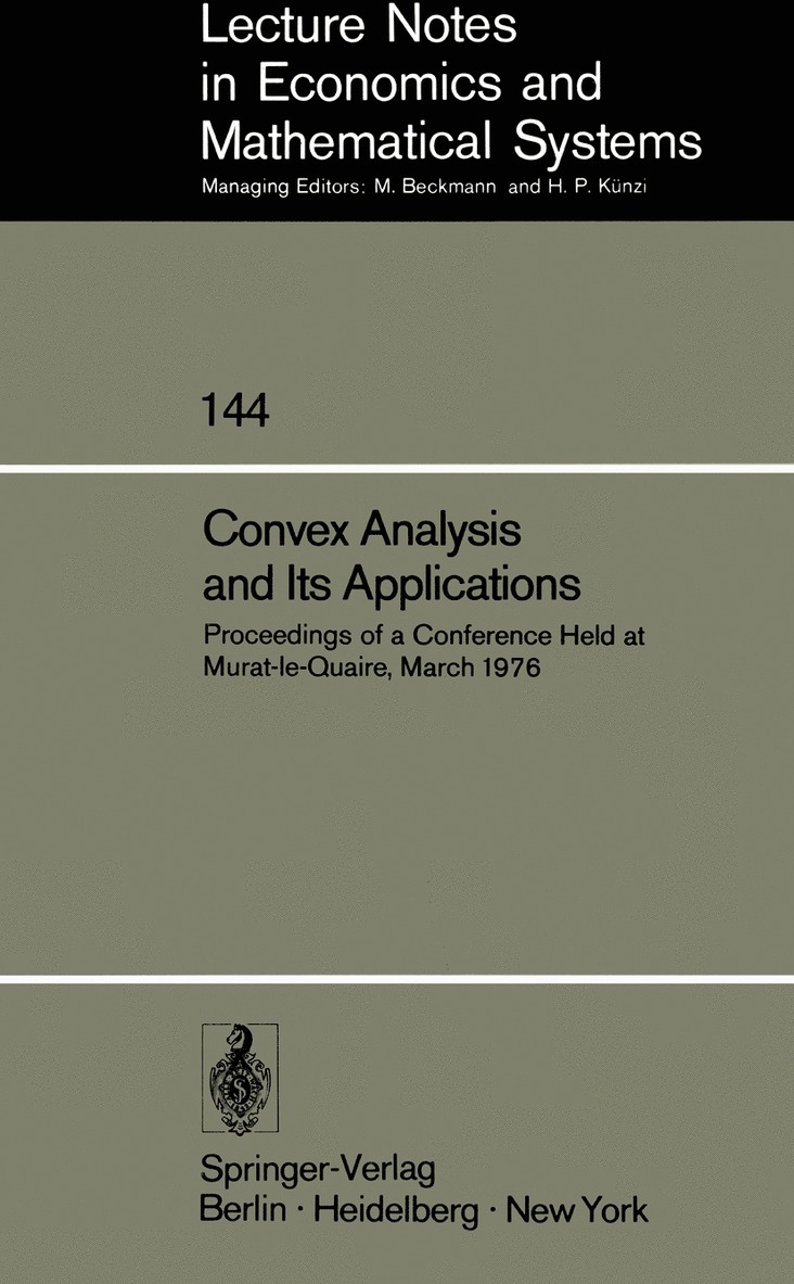 A. Auslender - Convex Analysis and Its Applications, Häftad