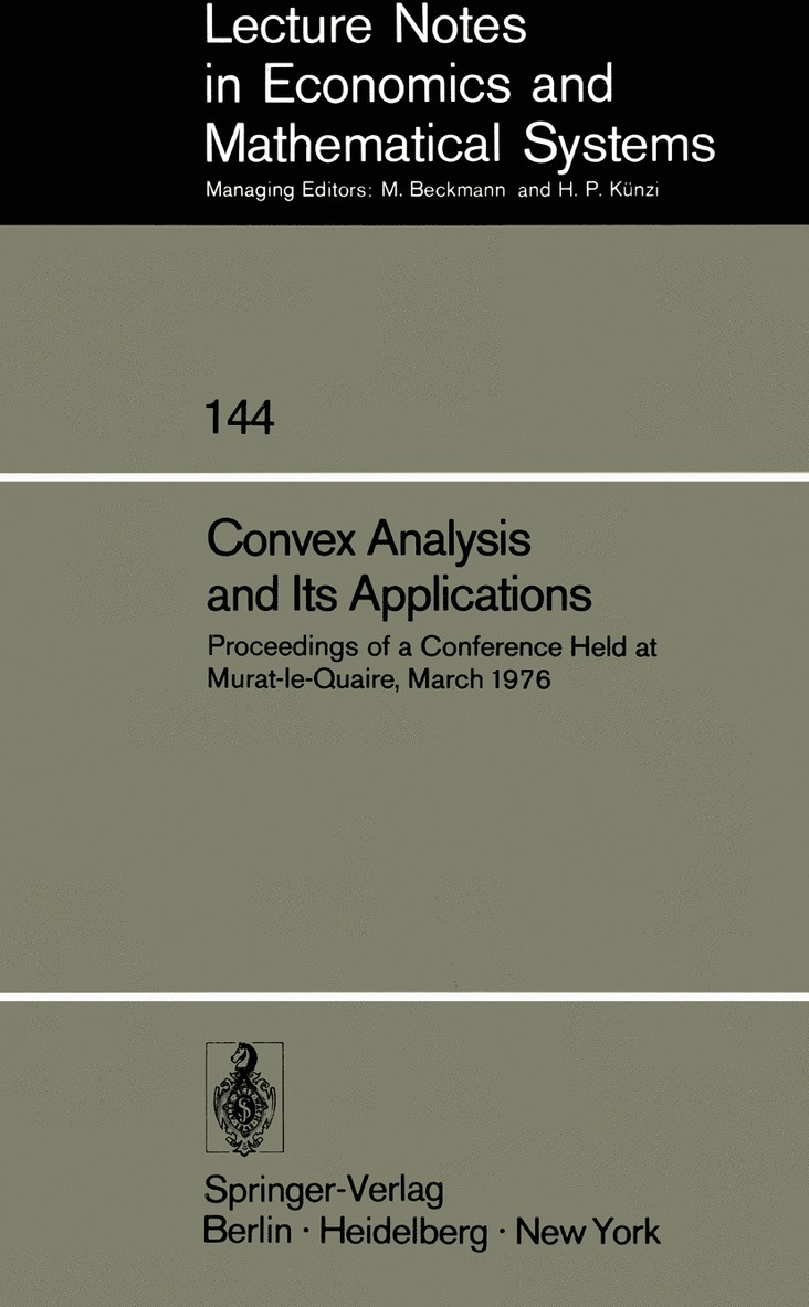 Convex Analysis and Its Applications 1