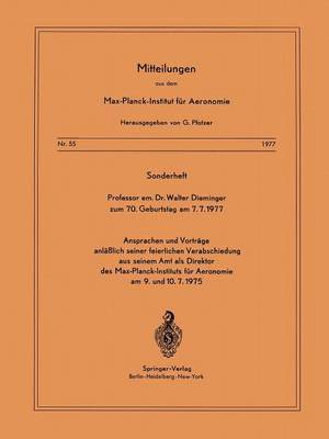 bokomslag Sonderheft Professor em. Dr. Walter Dieminger Zum 70. Geburtstag Am 7.7.1977