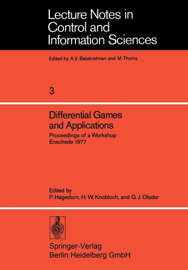 P. Hagedorn, H. W. Knobloch, G. J. Olsder - Differential Games and Applications, Häftad