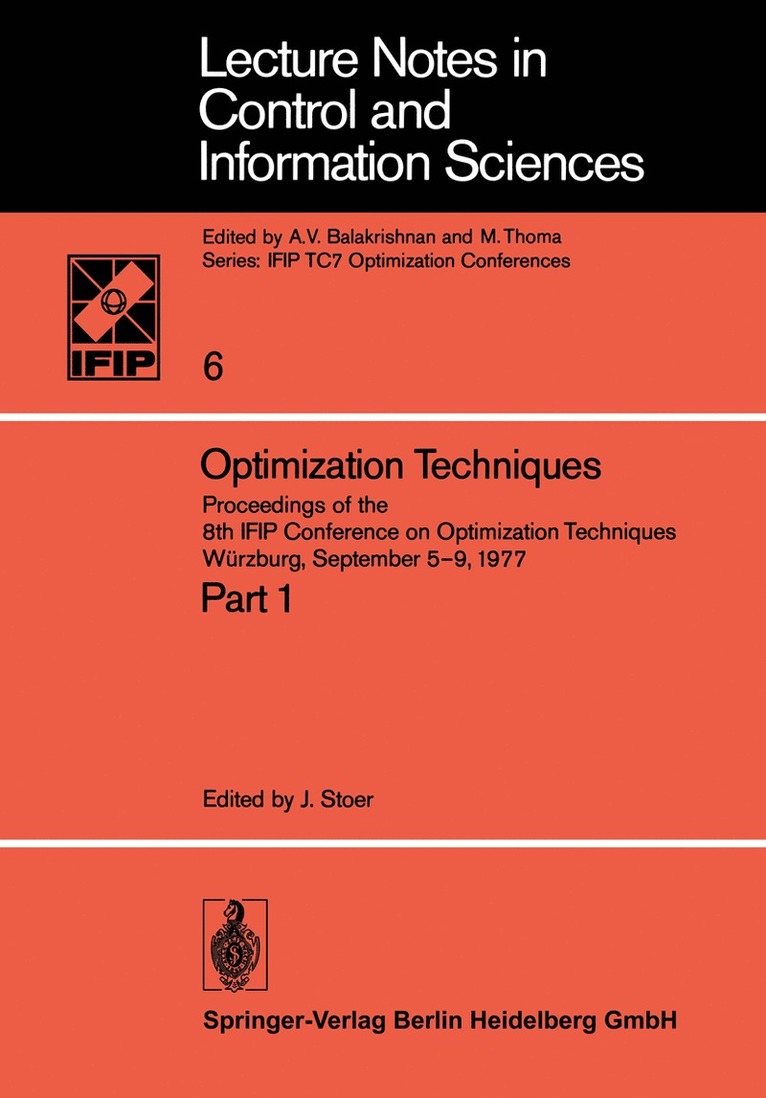 J. Stoer, Josef Stoer - Optimization Techniques, Häftad