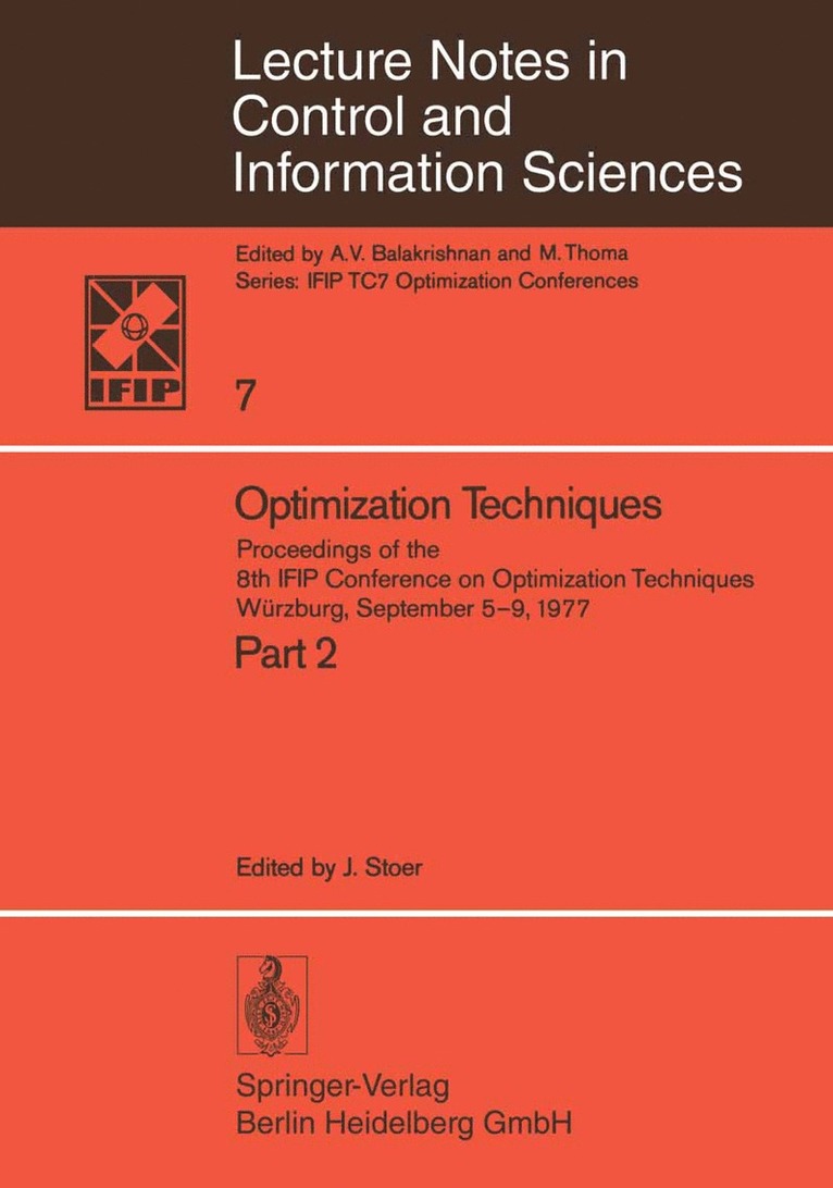 J. Stoer, Josef Stoer - Optimization Techniques II, Häftad