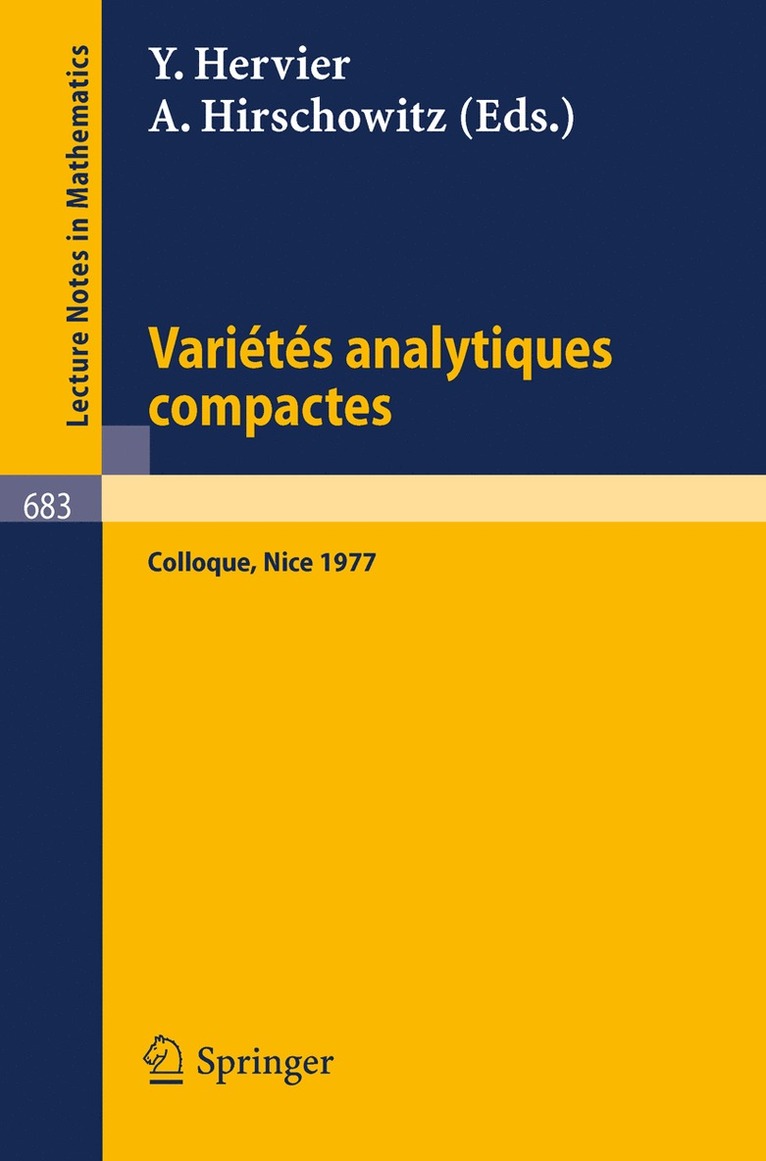 Y. Hervier, A. Hirschowitz - Varietes Analytiques Compactes, Häftad