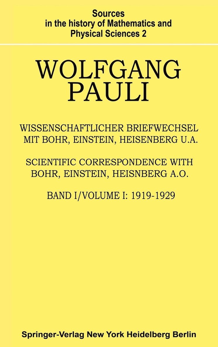 Wissenschaftlicher Briefwechsel mit Bohr, Einstein, Heisenberg u.a. 1