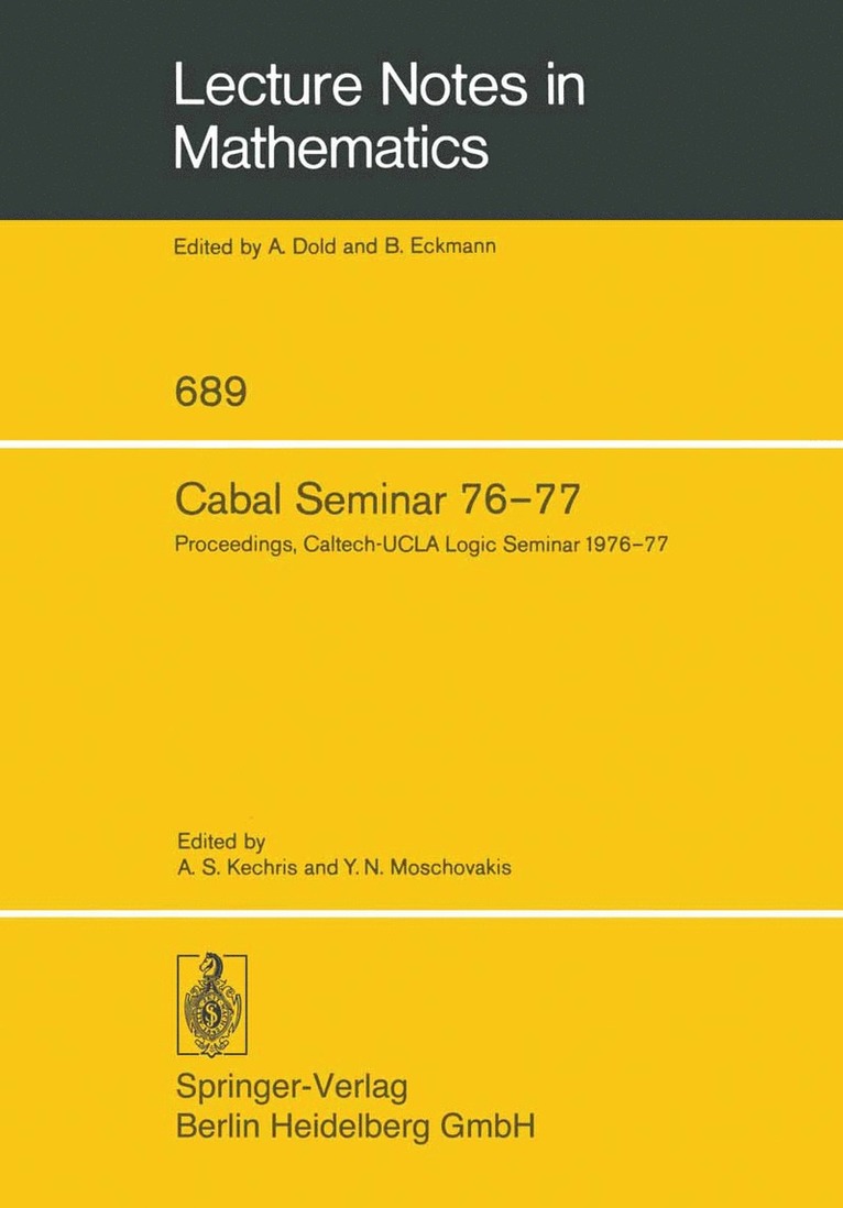 A. S. Kechris, Y. N. Moschovakis - Cabal Seminar 76–77, Häftad