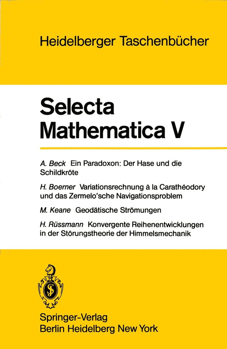 A. Beck, H. Boerner, M. Keane, H. Rüssmann, A. Beck, H. Boerner - Selecta Mathematica V, Häftad