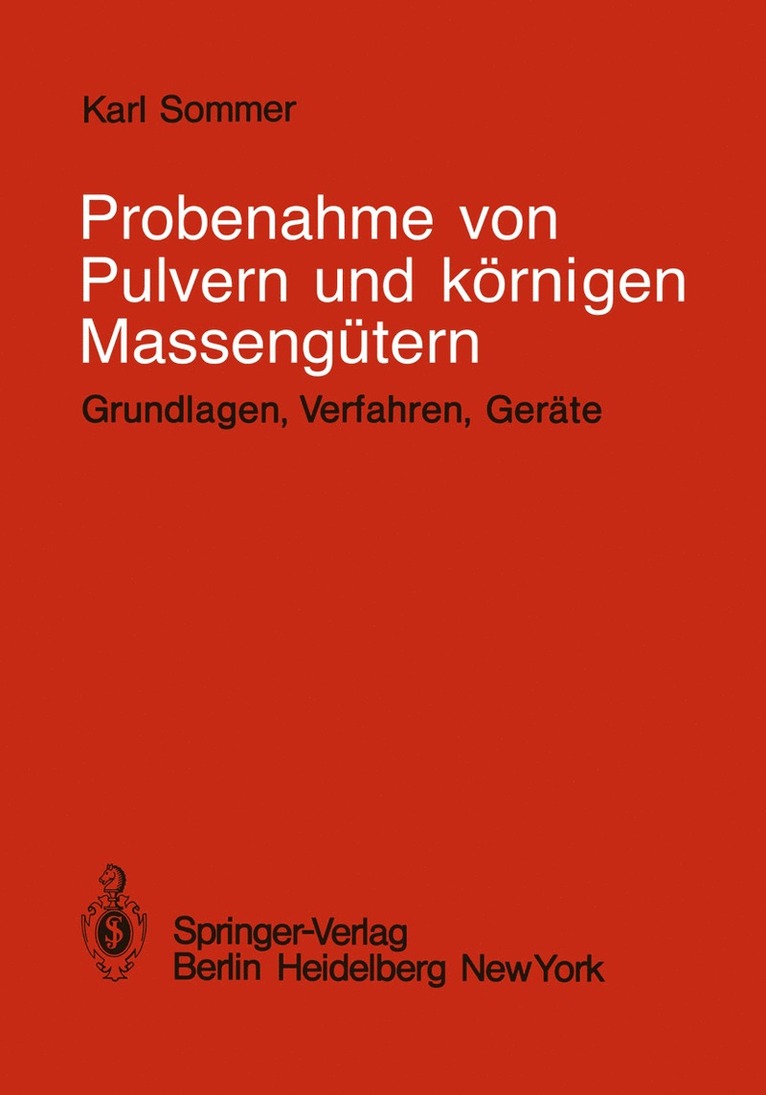 K. Sommer - Probenahme von Pulvern und körnigen Massengütern, Häftad