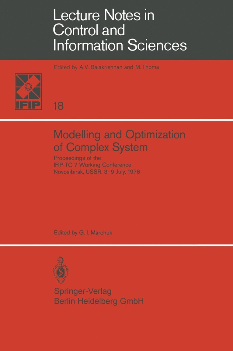 G.I. Marchuk, G. I. Marchuk - Modelling and Optimization of Complex System, Häftad