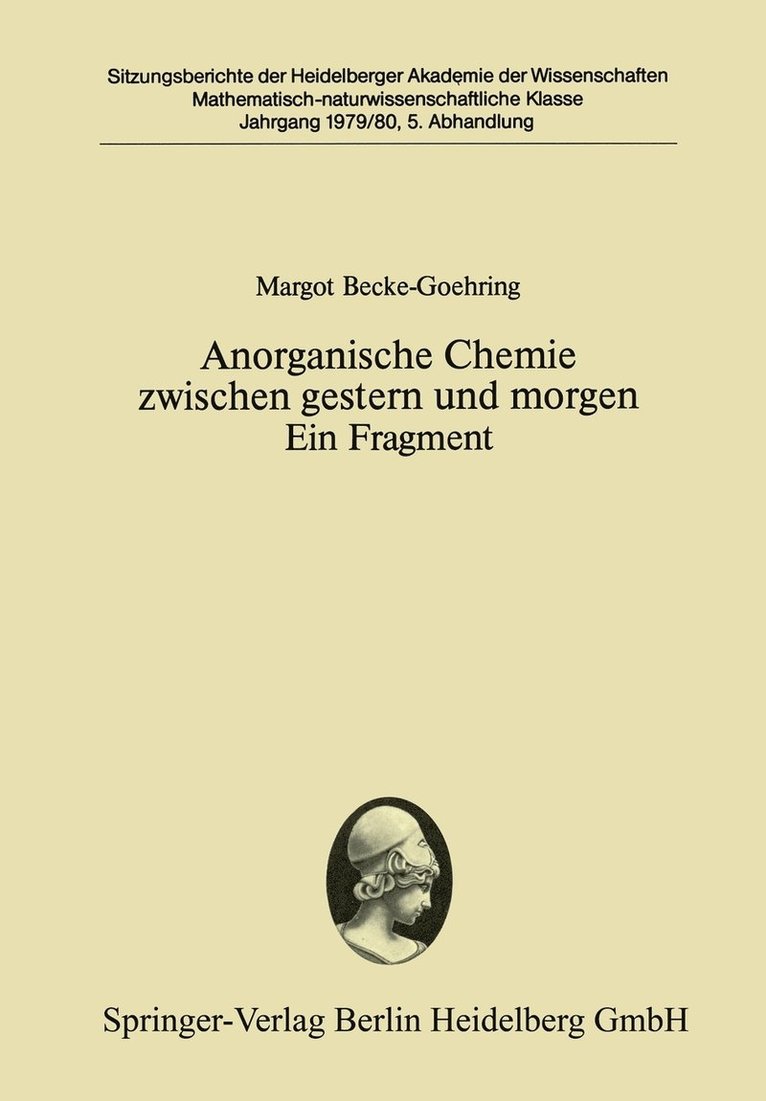 Anorganische Chemie zwischen gestern und morgen Ein Fragment 1