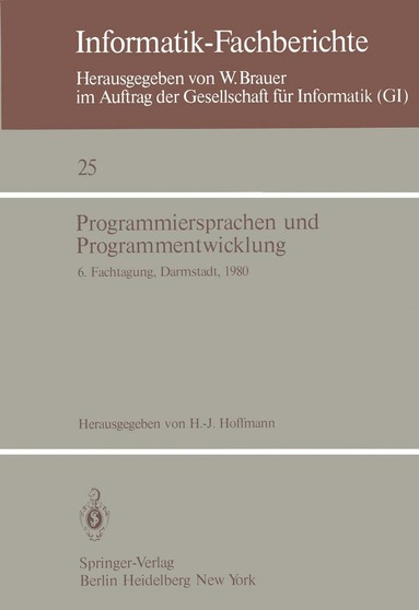 H.-J. Hoffmann - Programmiersprachen und Programmentwicklung, Häftad