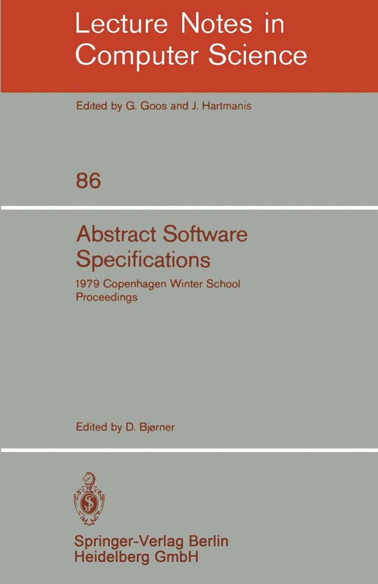 D. Bjorner - Abstract Software Specifications, Häftad