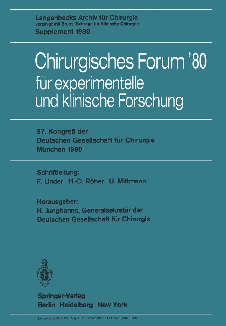 H. Junghanns - Chirurgisches Forum’80, Häftad