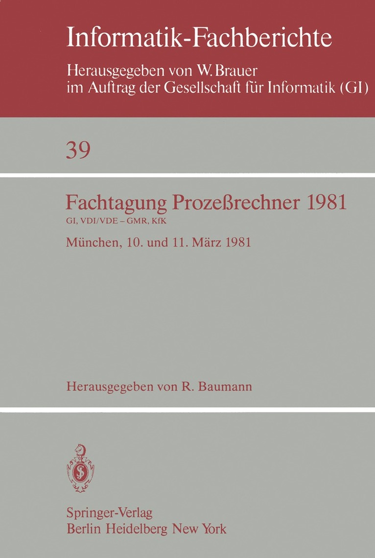 R. Baumann - Fachtagung Prozeßrechner 1981, Häftad
