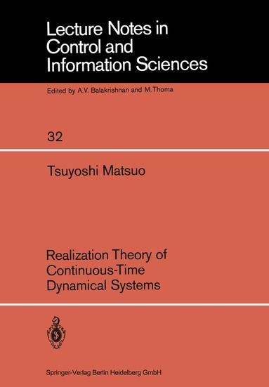 T. Matsuo - Realization Theory of Continuous-Time Dynamical Systems, Häftad