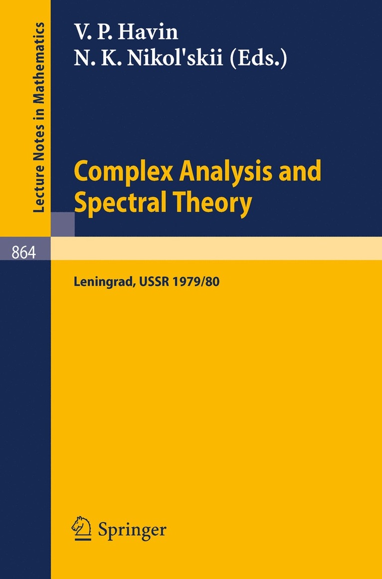 V. P. Havin, N. K. Nikol'skii - Complex Analysis and Spectral Theory, Häftad
