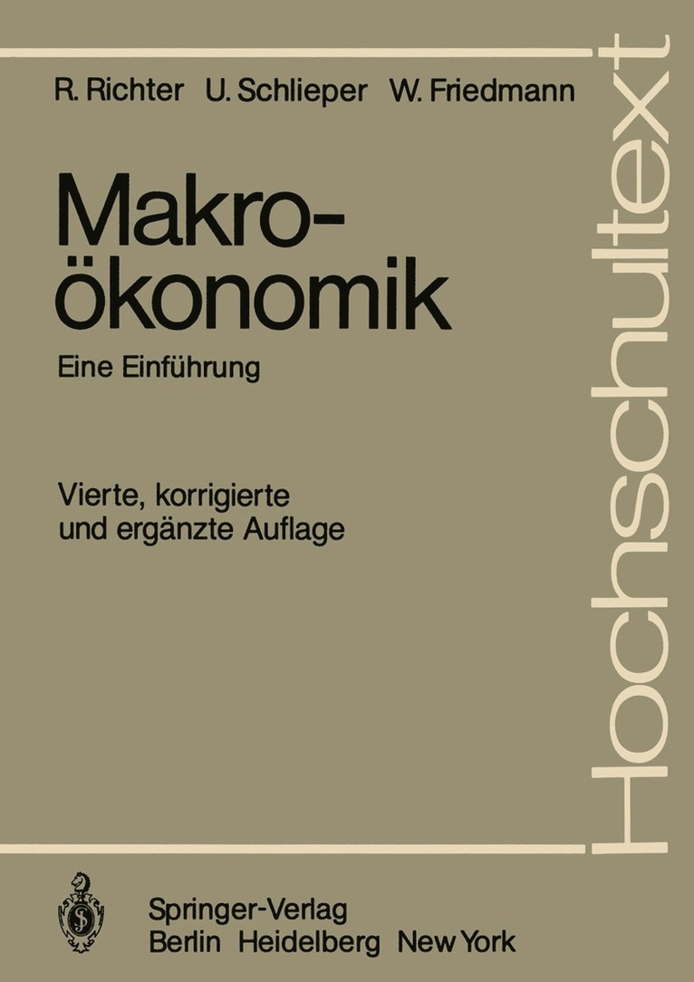 Rudolf Richter, Ulrich Schlieper, Willy Friedmann, Rudolf Richter, Ulrich Schlieper - Makroökonomik, Häftad