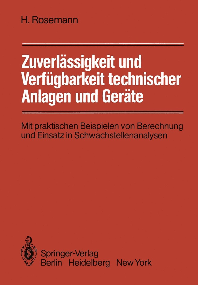 Harald Rosemann - Zuverlässigkeit und Verfügbarkeit technischer Anlagen und Geräte, Häftad