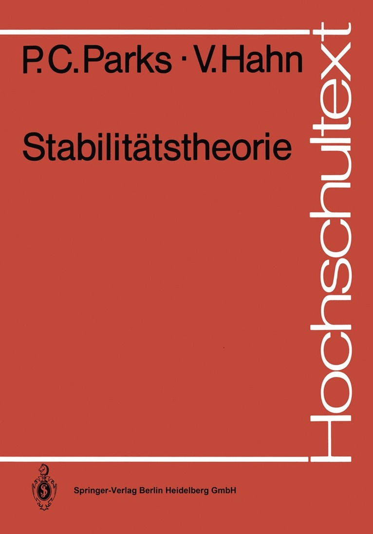 P.C. Parks, V. Hahn, P. C. Parks - Stabilitätstheorie, Häftad
