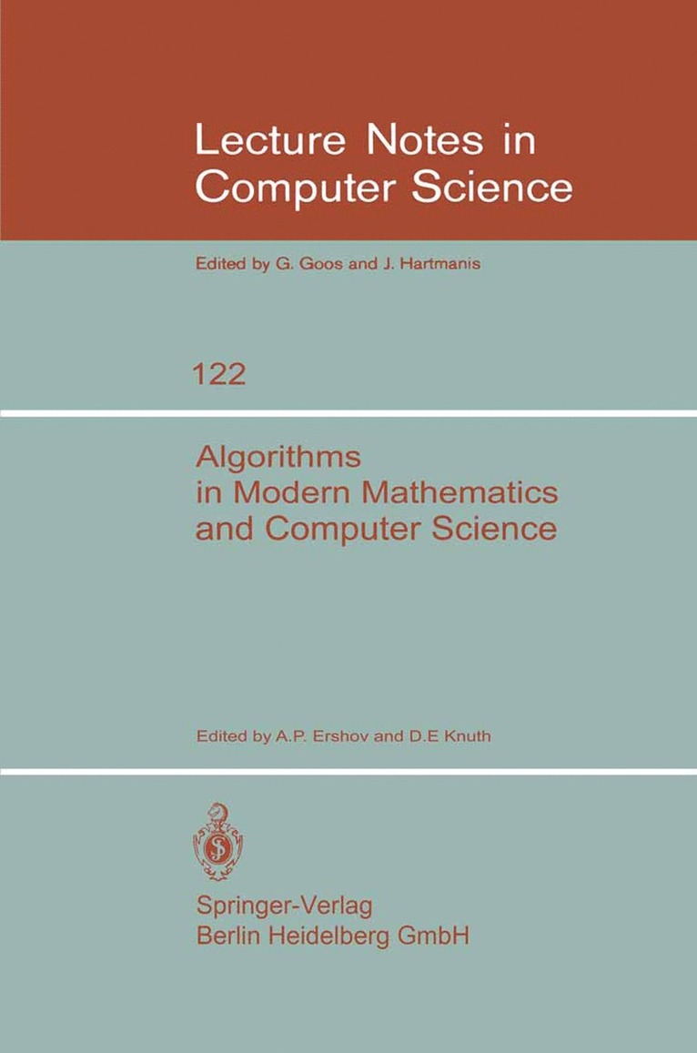 A. P. Ershov, Donald E. Knuth, D. E. Knuth - Algorithms in Modern Mathematics and Computer Science, Häftad