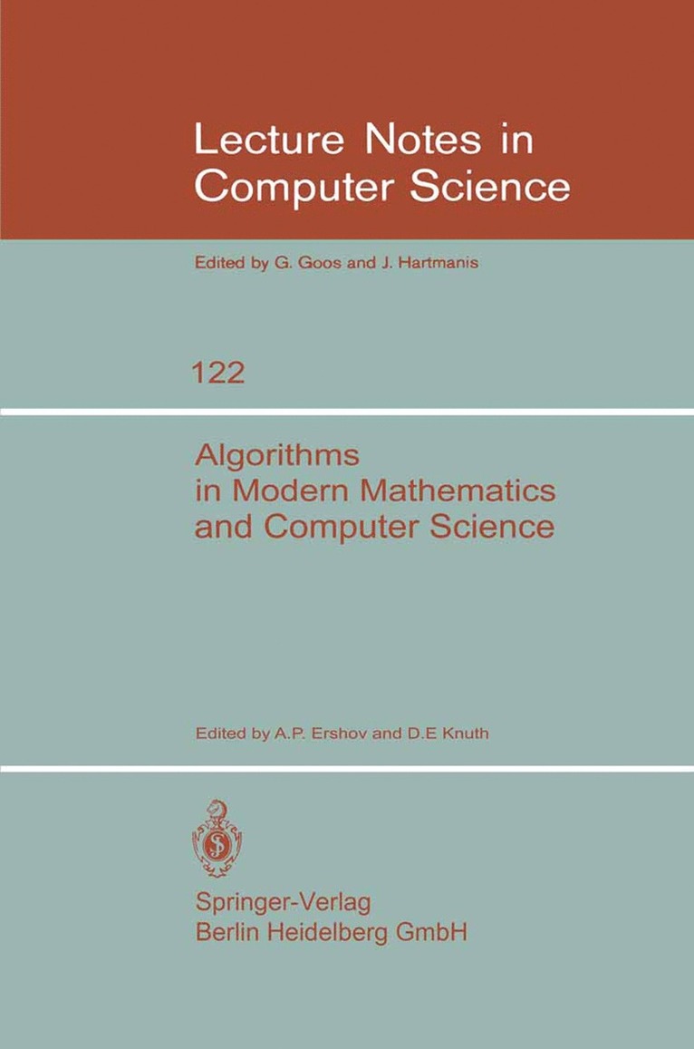 Algorithms in Modern Mathematics and Computer Science 1