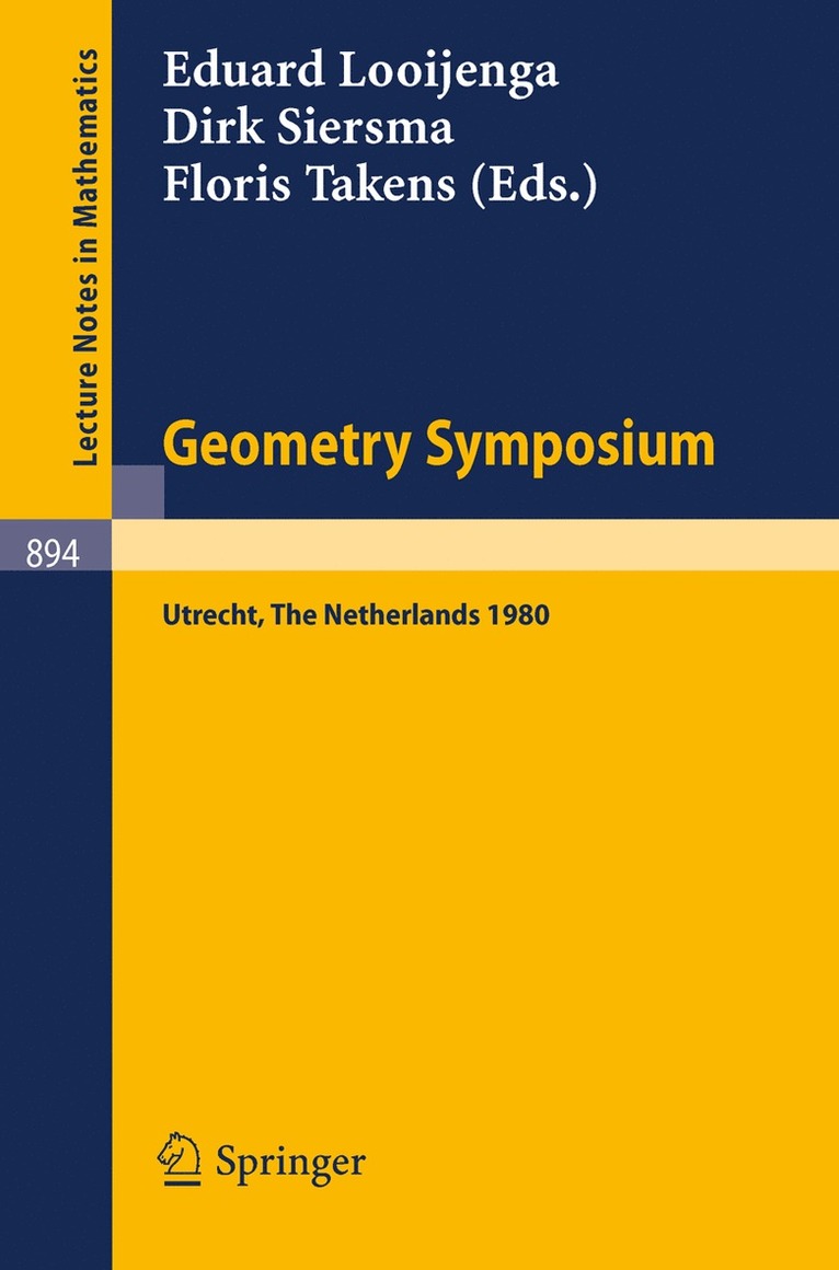 Geometry Symposium Utrecht 1980 1