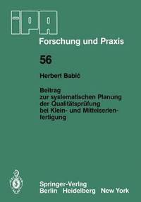 bokomslag Beitrag zur systematischen Planung der Qualittsprfung bei Klein- und Mittelserien- fertigung