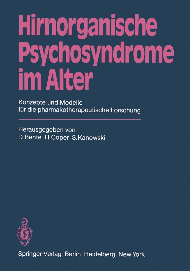 D. Bente, H. Coper, S. Kanowski - Hirnorganische Psychosyndrome im Alter, Häftad