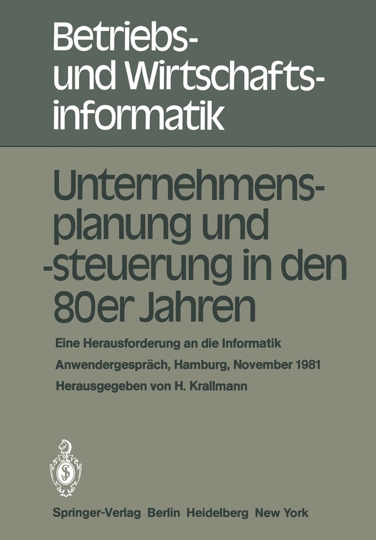 Unternehmensplanung und -steuerung in den 80er Jahren 1