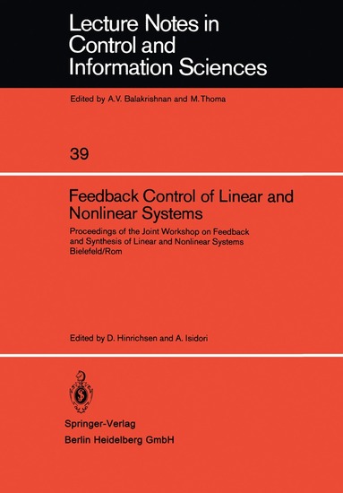 D. Hinrichsen, A. Isidori - Feedback Control of Linear and Nonlinear Systems, Häftad