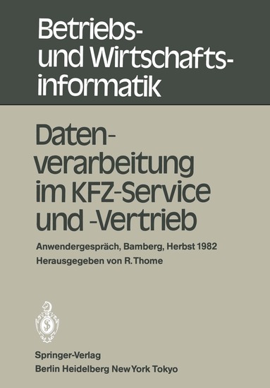 R. Thome - Datenverarbeitung im KFZ-Service und -Vertrieb, Häftad