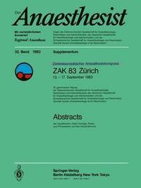bokomslag Zentraleuropischer Anaesthesiekongress ZAK 83 Zrich