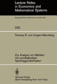 bokomslag Zur Analyse von Mrkten mit unvollstndiger Nachfragerinformation