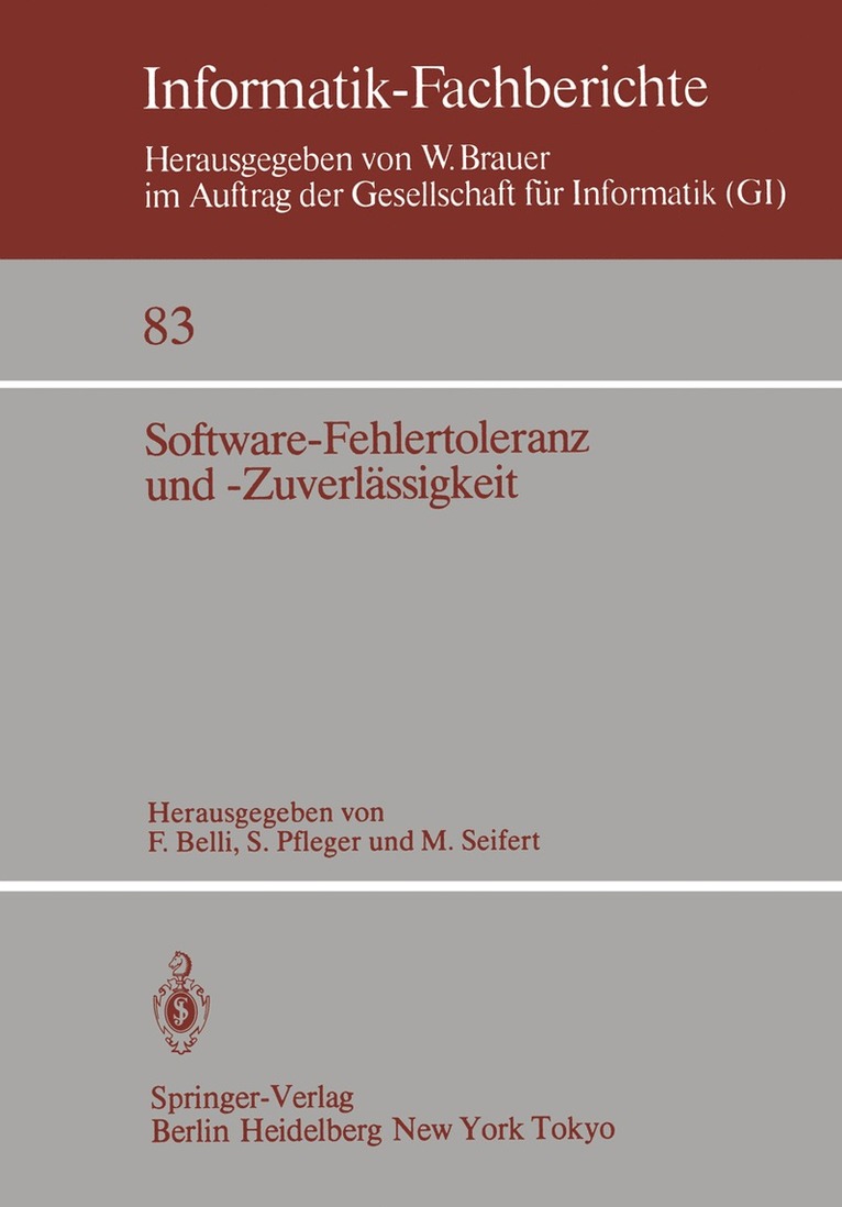 F. Belli, S. Pfleger, M. Seifert, Fevzi Belli - Software-Fehlertoleranz und -Zuverlässigkeit, Häftad