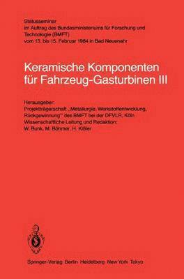 bokomslag Keramische Komponenten fr Fahrzeug-Gasturbinen III