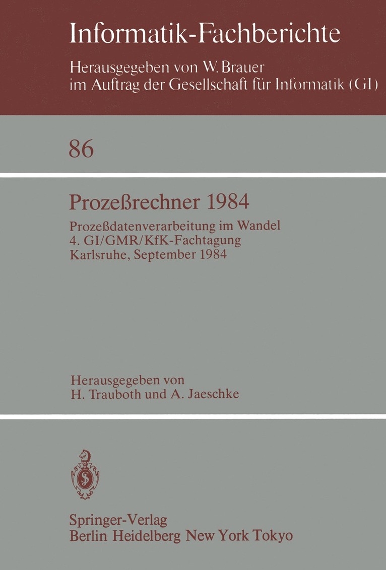 H. Trauboth, A. Jaeschke - Prozeßrechner 1984, Häftad