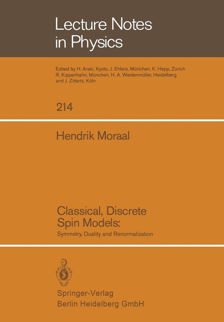 Classical, Discrete Spin Models 1