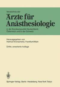 bokomslag Verzeichnis der rzte fr Ansthesiologie in der Bundesrepublik Deutschland, sterreich und der Schweiz