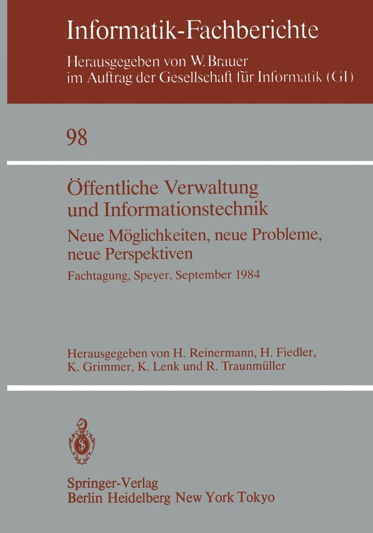 Heinrich Reinermann, Herbert Fiedler, Klaus Grimmer, Klaus Lenk, Roland Traunmüller - Öffentliche Verwaltung und Informationstechnik, Häftad