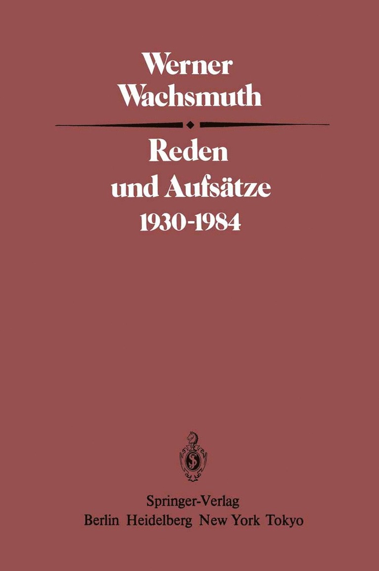 W. Wachsmuth - Reden und Aufsätze 1930–1984, Häftad