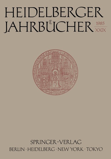 H. Schipperges - Heidelberger Jahrbücher, Häftad