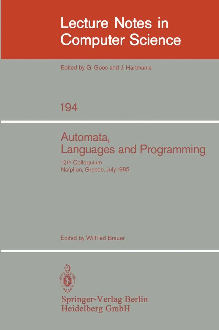 Wilfried Brauer - Automata, Languages and Programming, Häftad