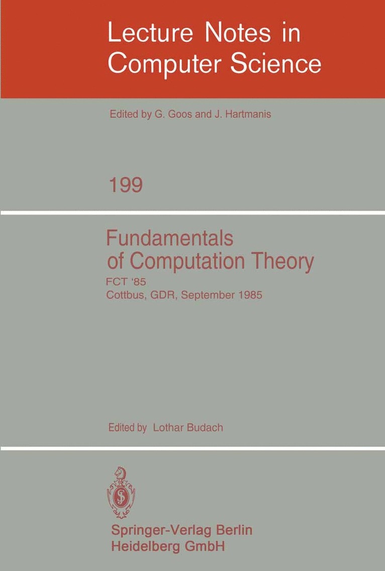 Lothar Budach - Fundamentals of Computation Theory, Häftad