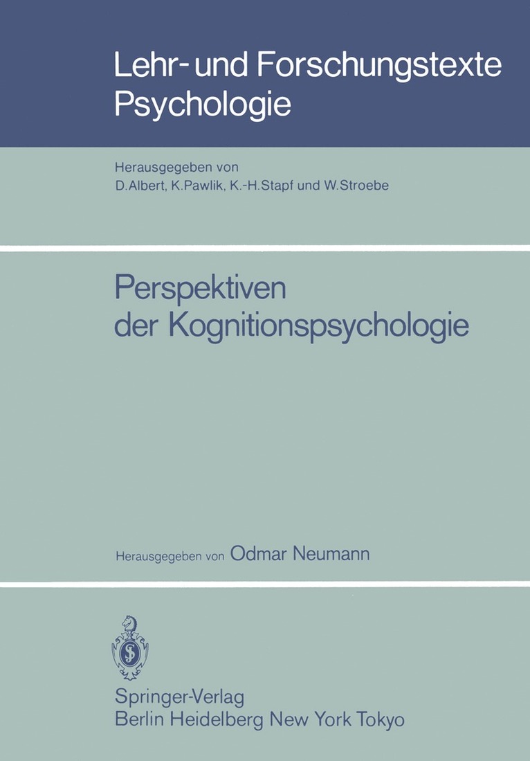 Odmar Neumann - Perspektiven der Kognitionspsychologie, Häftad