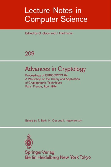 Thomas Beth, Norbert Cot, Ingemar Ingemarsson - Advances in Cryptology, Häftad